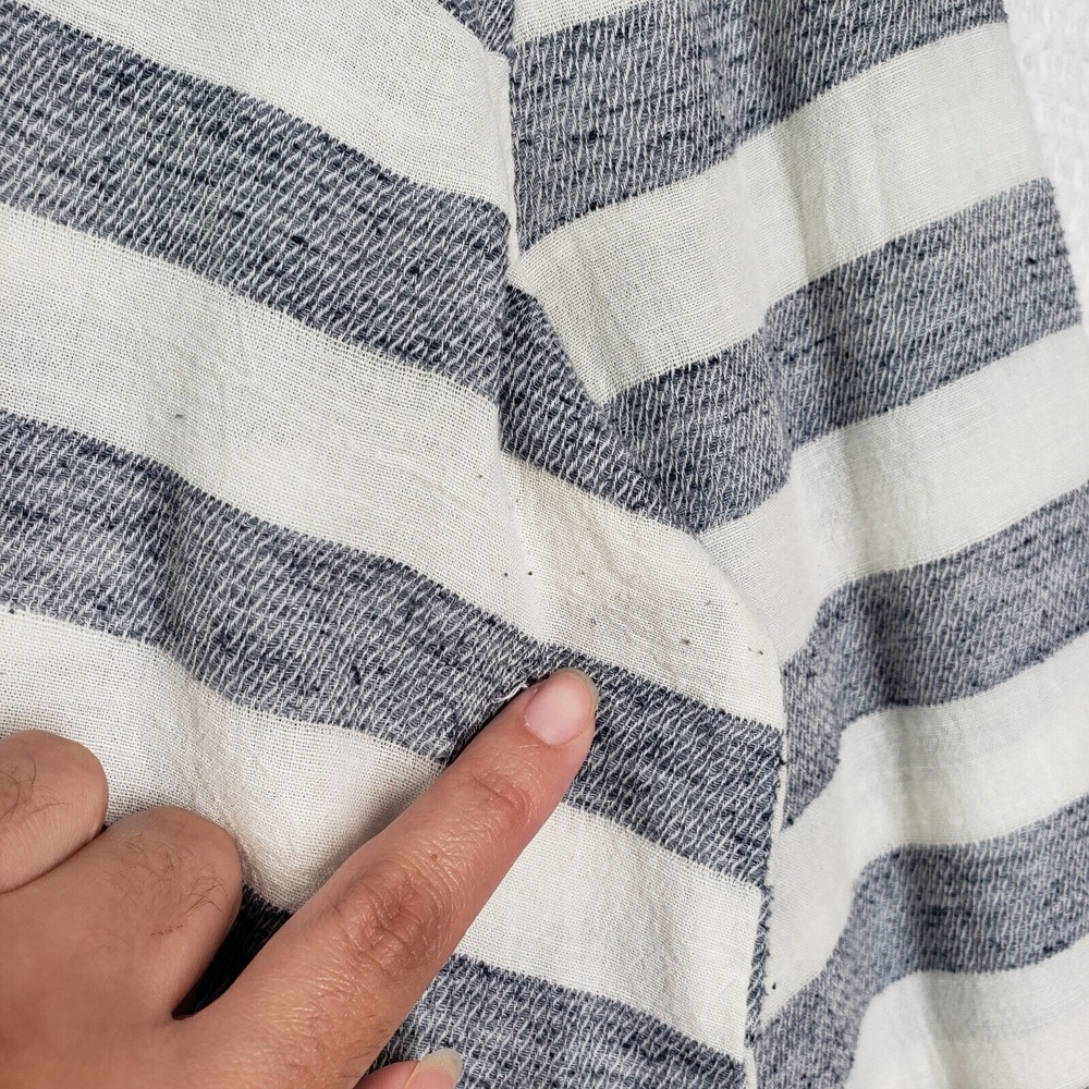 Lucky Brand Peplum Top Womens Medium White Striped Henley Boho Ruffle Western - Picture 10 of 16